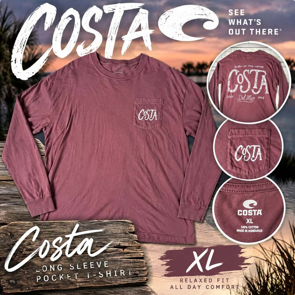 Costa Long Sleeve Pocket T-Shirt Size XL Purple Del Mar